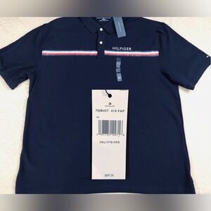 NEW.MEN 3XL TOMMY HILFIGER EMBROIDERED LEFT CHEST HILFIGER GRAPHIC POLO.NAVY